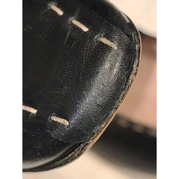 PRADA Ladys Shoes Black Leather Big Stitch Kitten Block Heels Quiet Luxury | 36½ - Picture 15 of 16